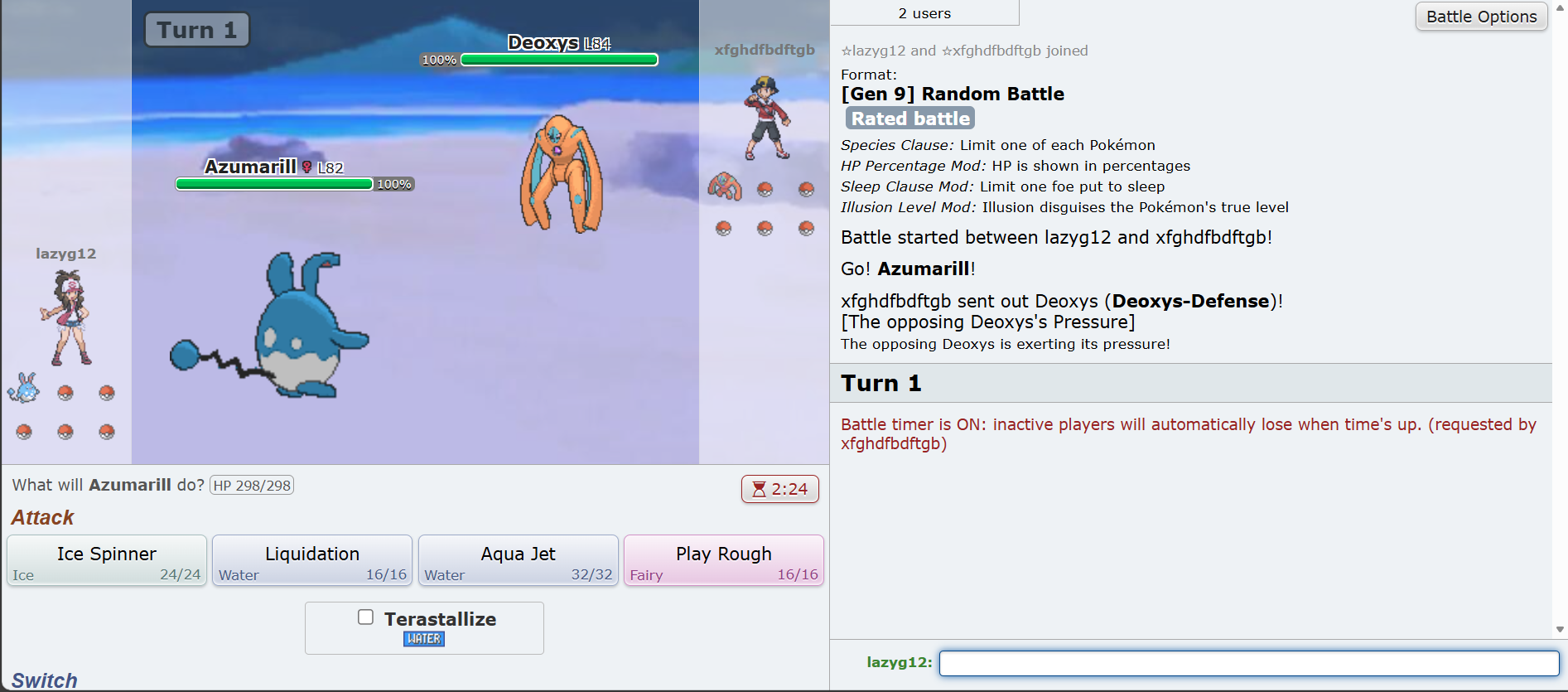 Pokemon Showdown simulator interface